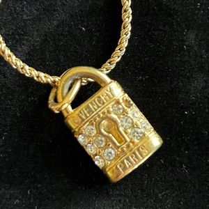 Vintage Gold Tone Givenchy Paris Lock Charm Bracelet